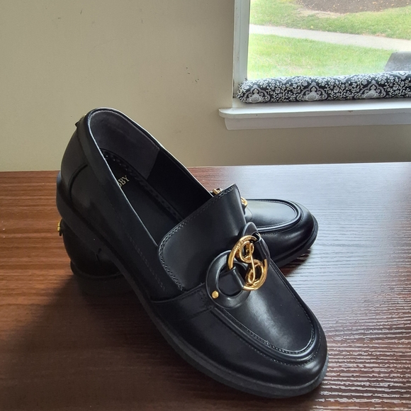 Sam & Libby Shoes - Sam & Libby Black Loafers with Gold Detail
